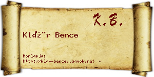 Klár Bence névjegykártya